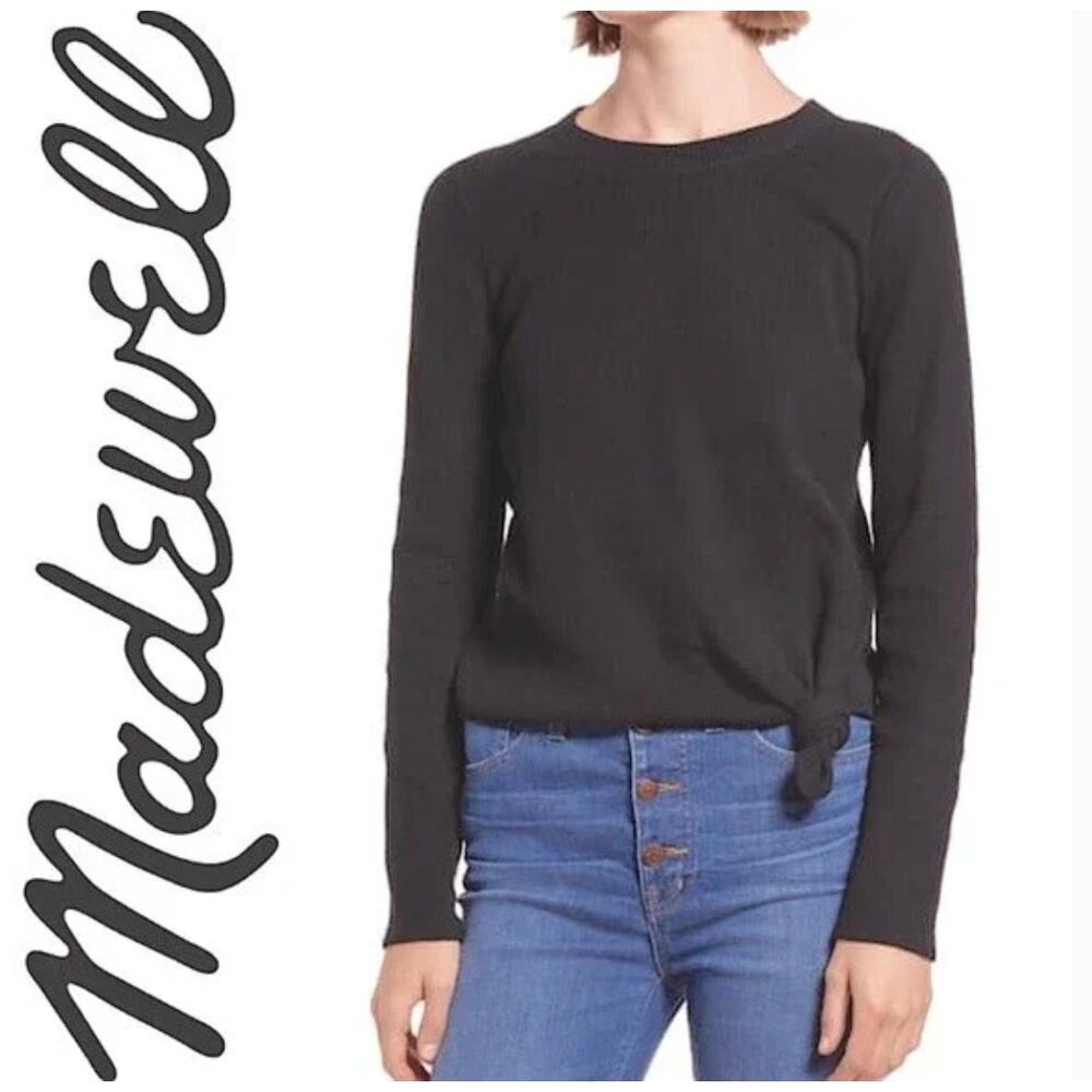 Madewell Texture Thread Front Knot Long Sleeve Top Small